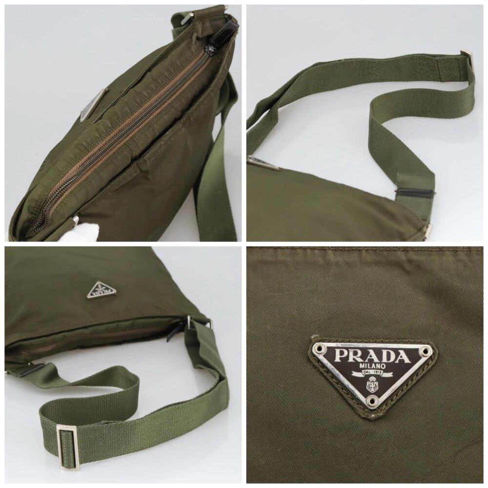 PRADA Shoulder Bag Nylon Khaki Silver Auth ar12956 - Picture 16 of 16